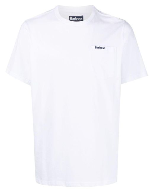Barbour White Logo-print Chest-pocket T-shirt for men