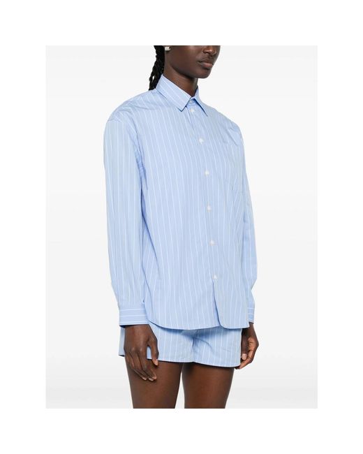 Sporty & Rich Blue Striped Cotton Shirt