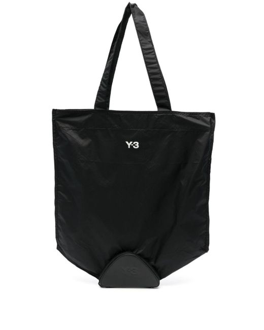 Y-3 Black Pckbl Logo-Print Tote Bag