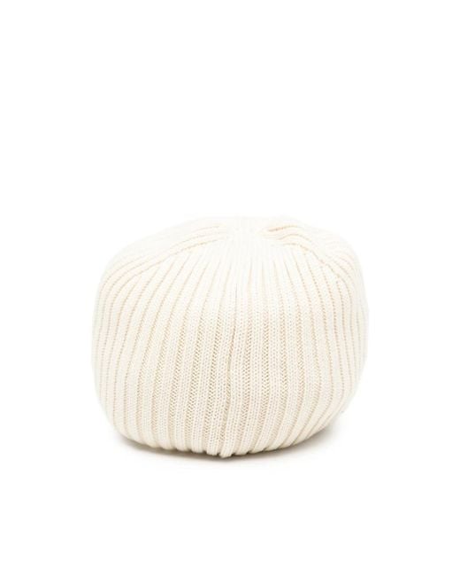 Y-3 X Wales Bonner Natural X Wales Bonner Ribbed-Knit Beanie Hat for men