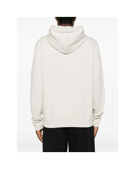 Calvin Klein White Logo-Patch Drawstring Hoodie for men