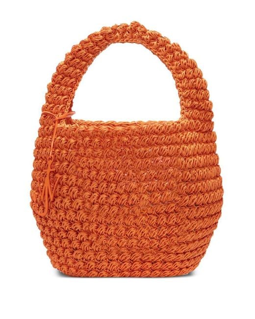 J.W. Anderson Orange Large Popcorn Crochet Bucket Bag