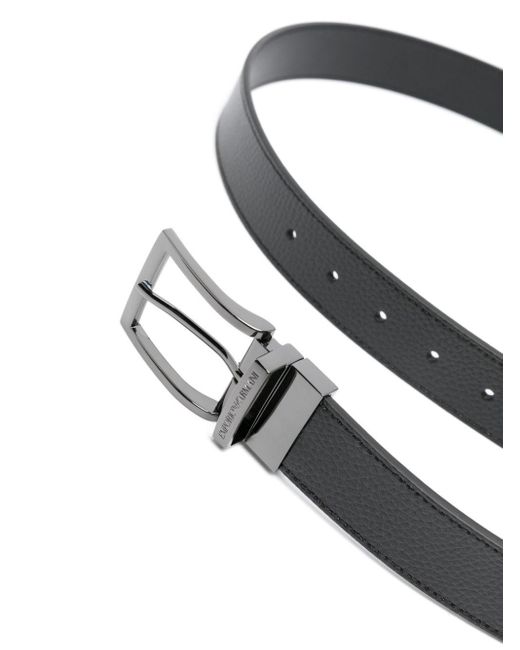 Emporio Armani Black Grained Leather Belt for men
