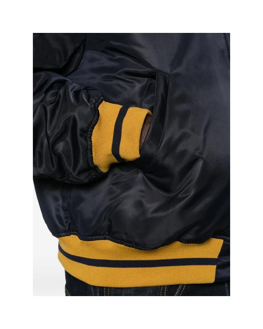 Rhude Blue Logo-Patch Striped-Trim Jacket for men