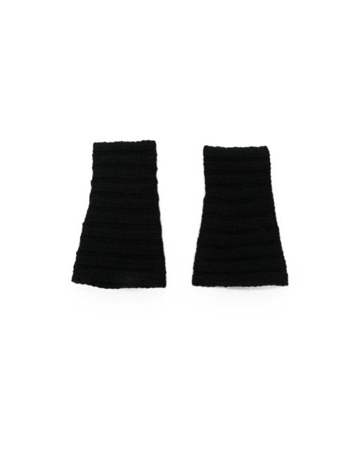 Lisa Yang Black Zarie Ribbed-Knit Fingerless Gloves