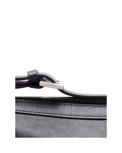ショルダーバッグ・ポシェット FENDI SIMPLY FENDI LARGE BAG IN SEMI-GLOSS LEATHER Fendi Large Simply Shoulder Bag in Black | Lyst