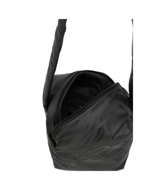 Y-3 Black Padd Logo-Print Padded Messenger Bag for men