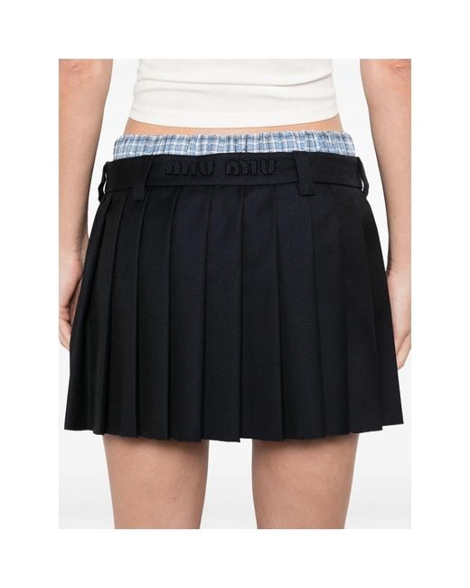 Miu Miu Black Pleated Mini Skirt