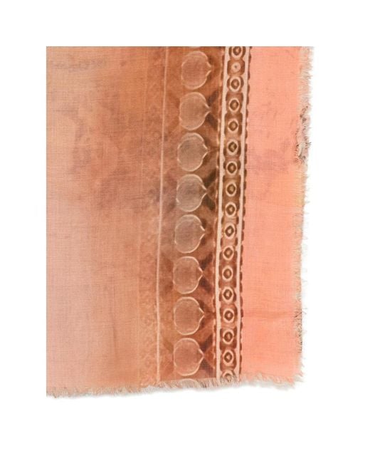 D'Aniello Orange Floral Print Scarf