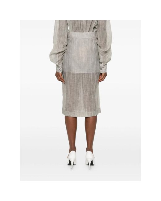 THE GARMENT Gray Delfi Button Wrap Midi Skirt