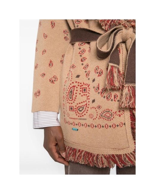 Alanui Brown Bandana Print Cardigan