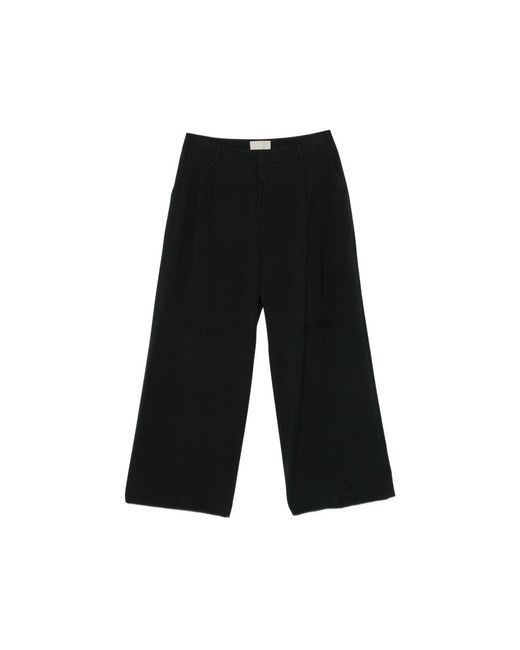 THESTROY Black Flat-Front Trousers