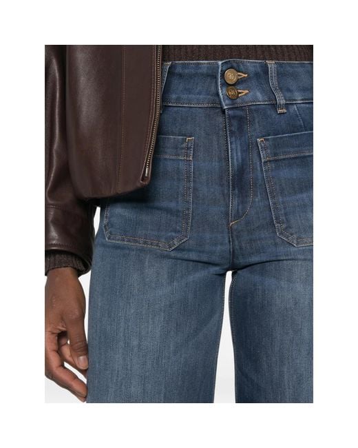 Seafarer Blue Patch-Pocket Wide-Leg Jeans
