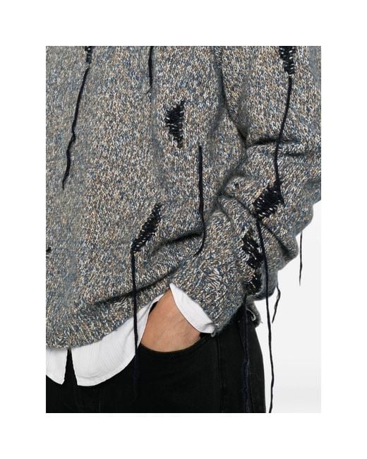 Atomo Factory Gray Distressed Marl-Knit Sweater for men