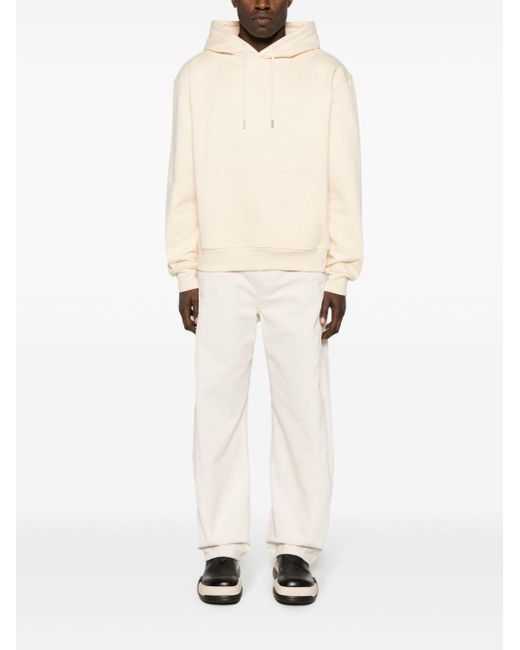 Jacquemus Natural Logo-Embroidered Cotton Hoodie