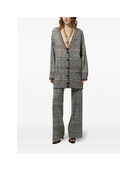 Missoni Gray Sequin-Embellished Zigzag-Pattern Cardigan