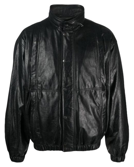 Lemaire Black Leather Blouson Jacket for men