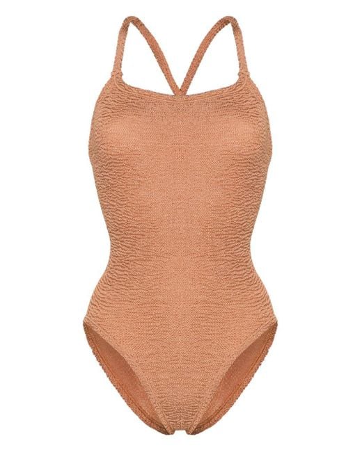 Hunza G Brown Bette Shirred Swimsuit
