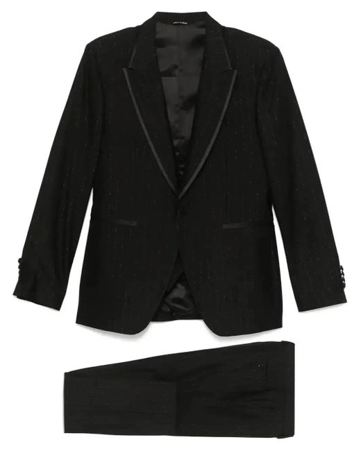Reveres 1949 Black Pinstriped Three-Piece Suit for men