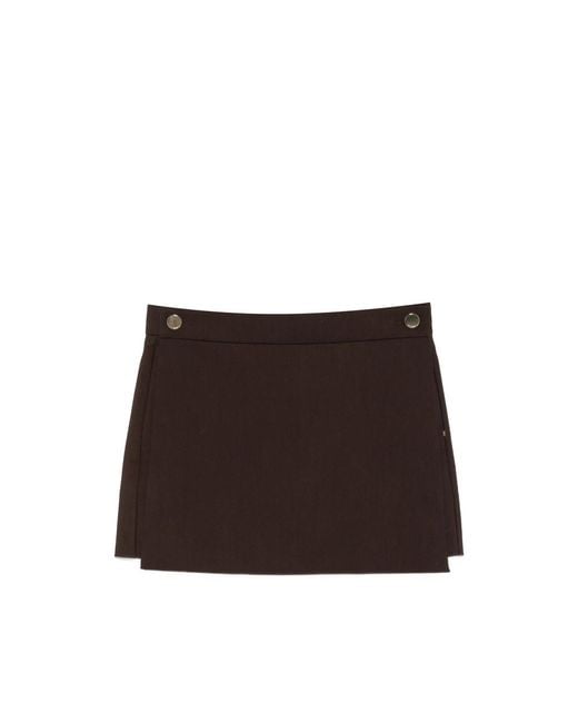 Sportmax Brown Ottuso Button-Detail Tailored Skort
