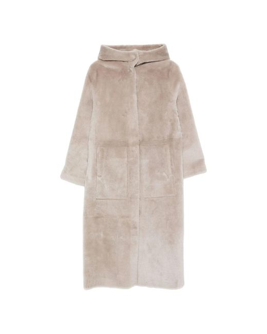Simonetta Ravizza Natural Hooded Shearling Coat
