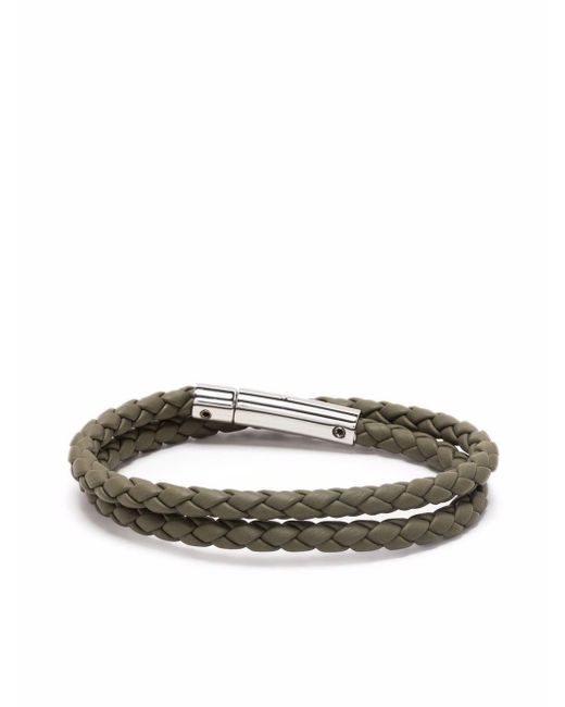 Tod's Green Woven Leather Bracelet for men