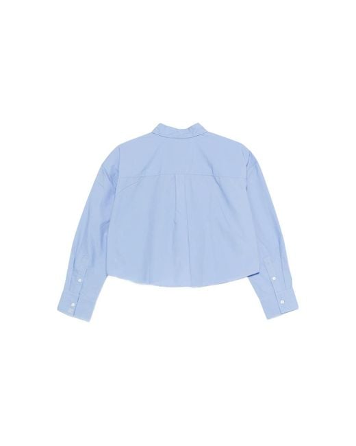 Calvin Klein Blue Light Cropped Shirt With Button Fastening
