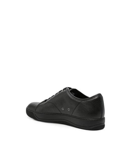 Lanvin Black Grained Leather Sneakers for men