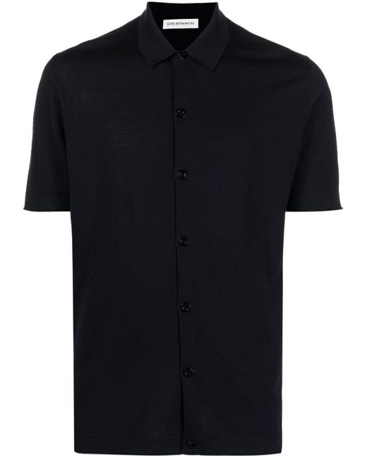 GOES BOTANICAL Black Merino-Wool Polo Shirt for men