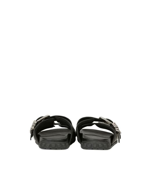 Ash Black Buckle-Strap Leather Sandals