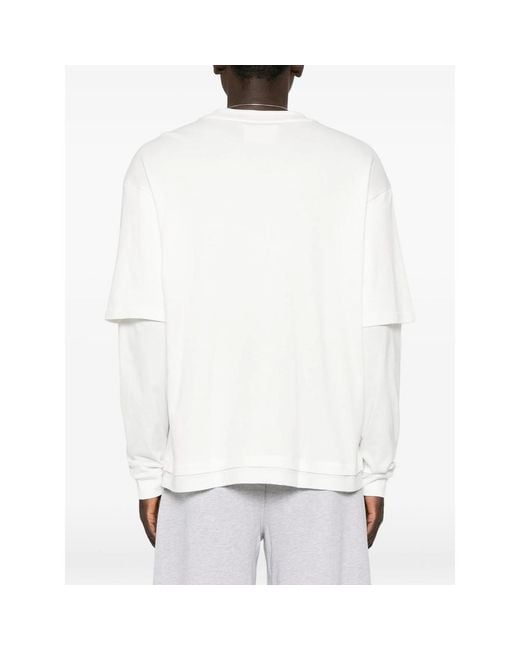 Woc White Layered-Sleeve Crew-Neck T-Shirt for men