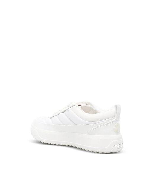 Moncler White Logo-Embossed Ridged-Sole Sneakers for men