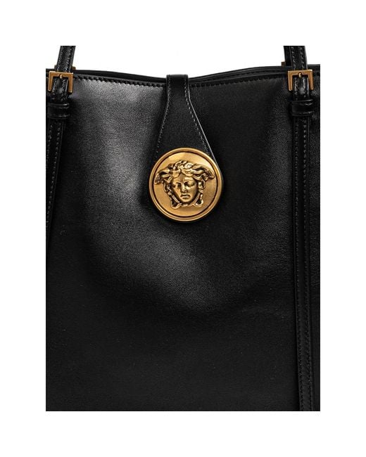 Versace Black Medusa Leather Tote Bag