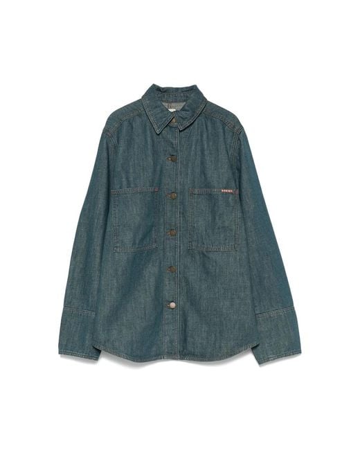 Soeur Green Button-Fastening Patch-Pocket Shirt