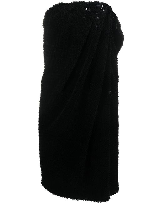 RECTO. Black Sequin-Embellished Strapless Minidress