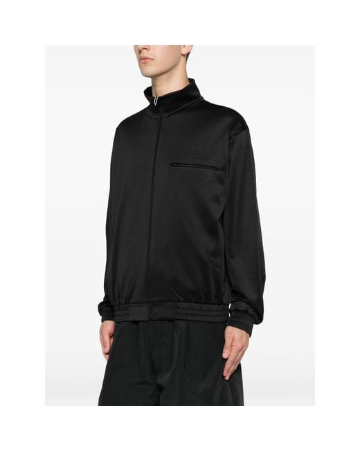 MM6 by Maison Margiela Black Logo-Embroidered Zip-Up Sweatshirt for men