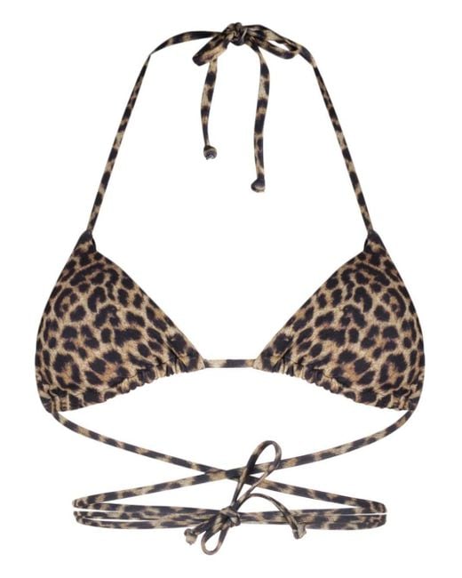 MATINEÉ Black Strappy Leopard-Print Bikini Top