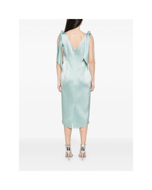 Fely Campo Blue Draped Midi Dress