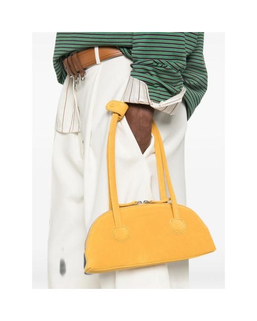 MARGE SHERWOOD Yellow Bessette Suede Half-Moon Tote Bag