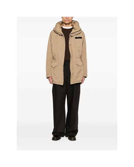 Aspesi Natural Hooded Logo-Patch Jacket for men