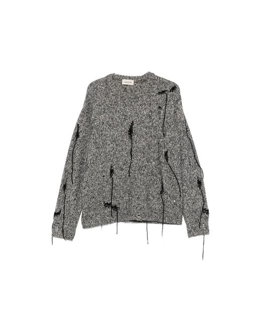 Atomo Factory Gray Distressed Marl-Knit Sweater for men