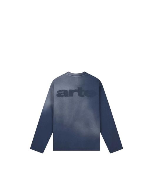 Arte' Blue Stencil Sunfade Long-Sleeve T-Shirt for men