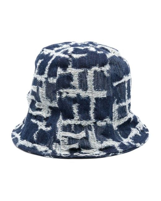 Fendi Blue Ff-Motif Denim Bucket Hat for men