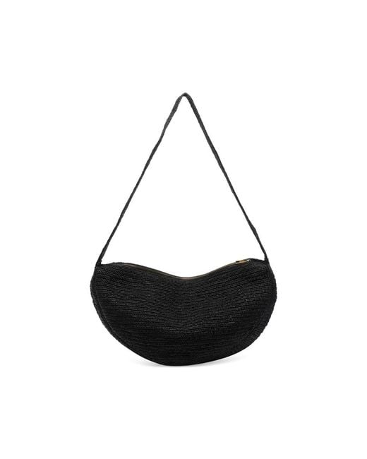 IBELIV Black Clip Raffia Shoulder Bag