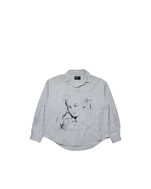 Enfants Riches Deprimes Gray Graphic-Print Striped Shirt for men