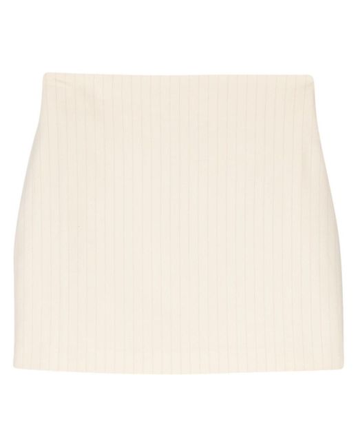 ANDAMANE Natural Pinstripe-Pattern Mini Skirt