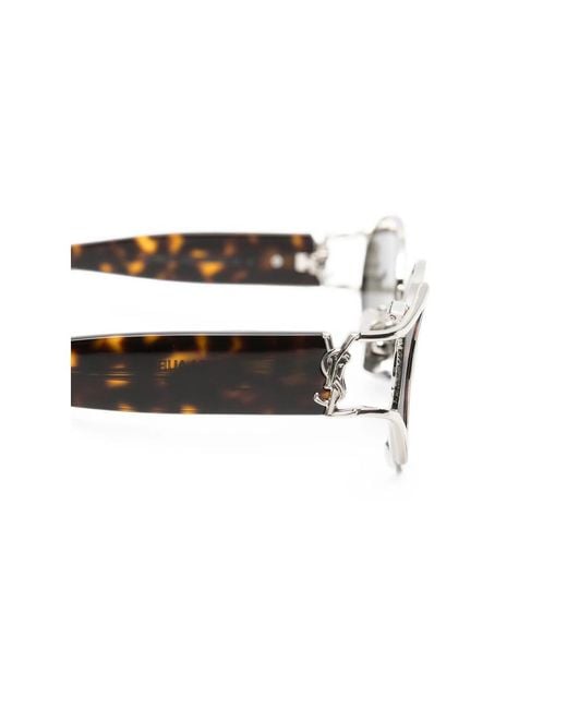 Saint Laurent Metallic Cassandre Tortoiseshell-Effect Sunglasses