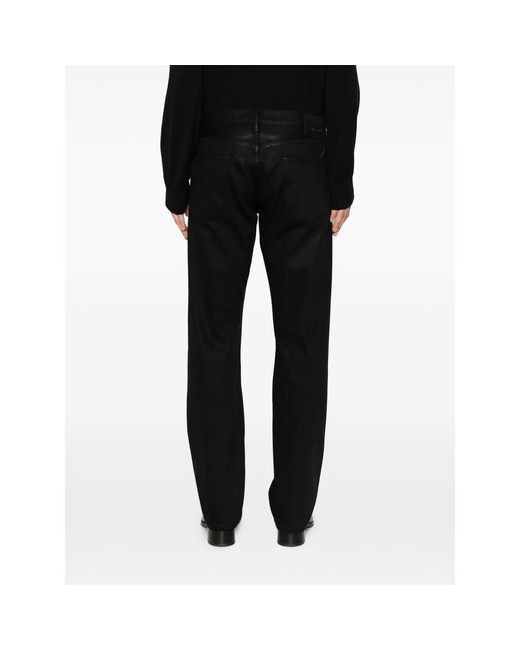 Tom Ford Black Coated Straight-Leg Trousers for men