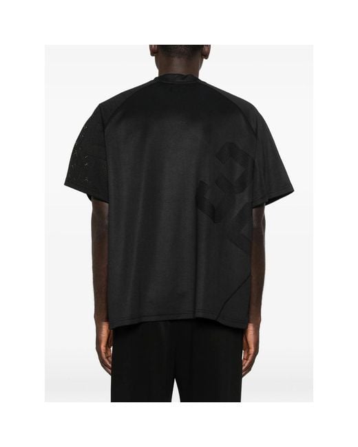 Arte' Black Logo-Embroidered Round-Neck T-Shirt for men