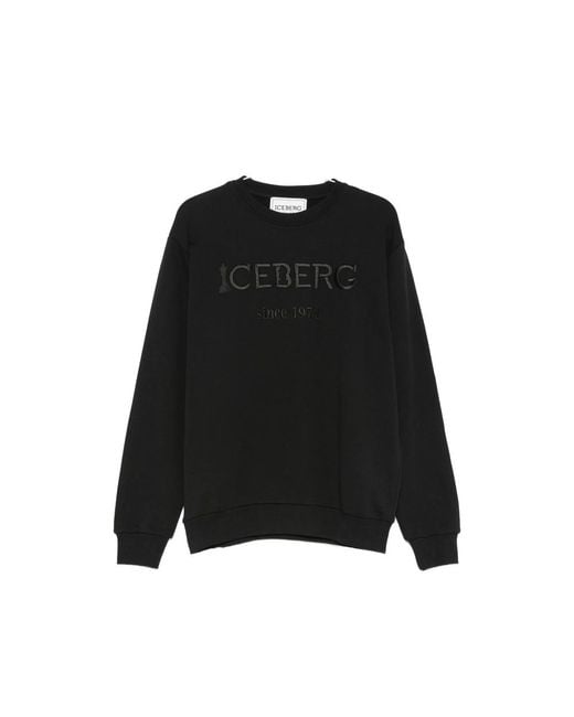 Iceberg Black Logo-Embroidered Sweatshirt for men